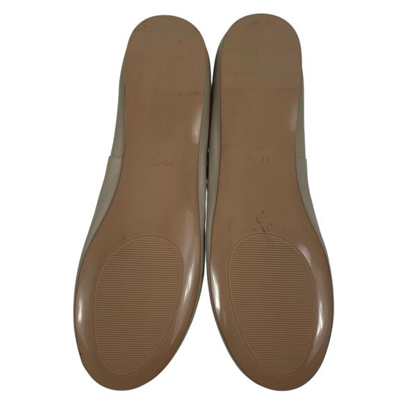 Mango MNG Leather Ballet Flats with Bow Detail Beige Size 38/US 7.5 - Picture 9 of 12